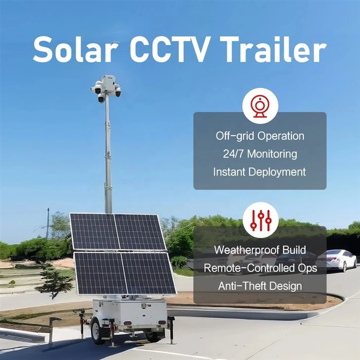 HiSOLO Mobile Solar Surveillance Trailer Tower: Alt-i-en gang-Grid Security Solution